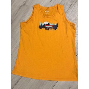 Columbia Women's Orange Graphic Tank Top Size L Camping Van Adventure‎